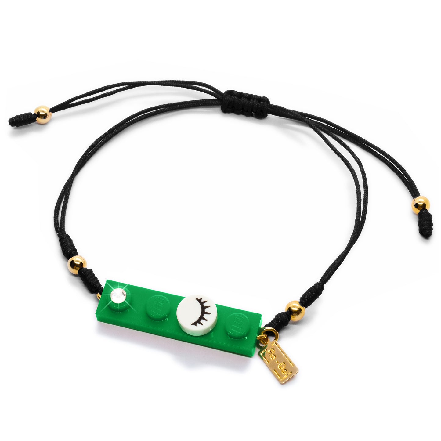 Black String Eyelashes Dot Green Brick Bracelet