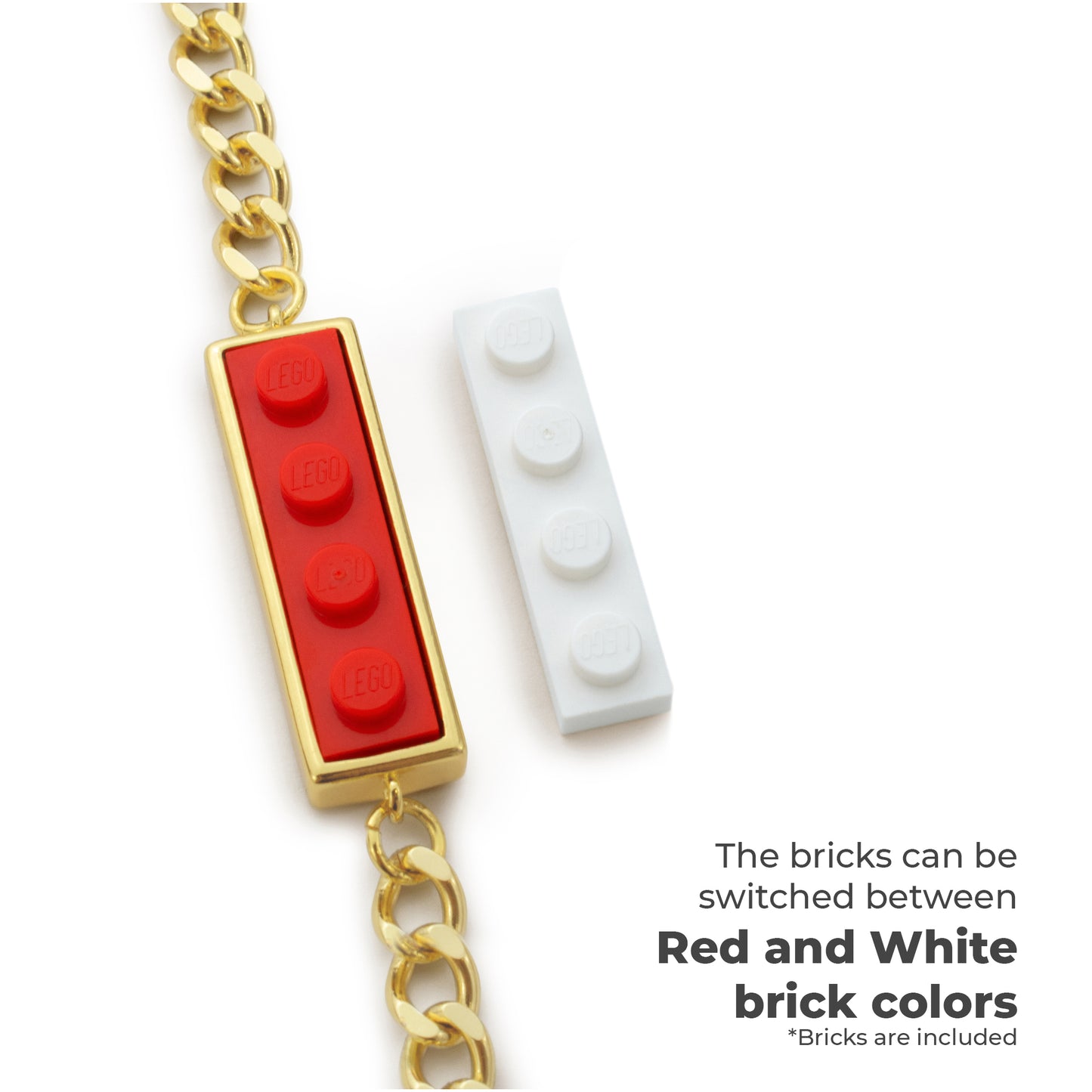 Switching Mood Bracelet with Two Colorful Brick Charms, Golden Hug Collection