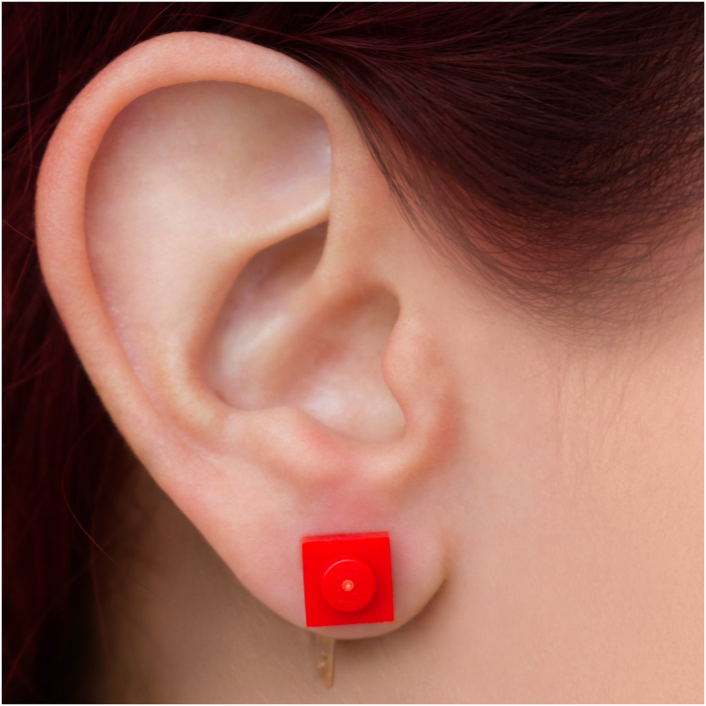 Square Red Brick stud earrings