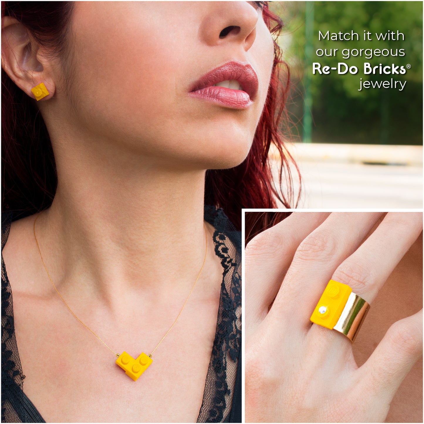 Square Yellow Brick stud earrings