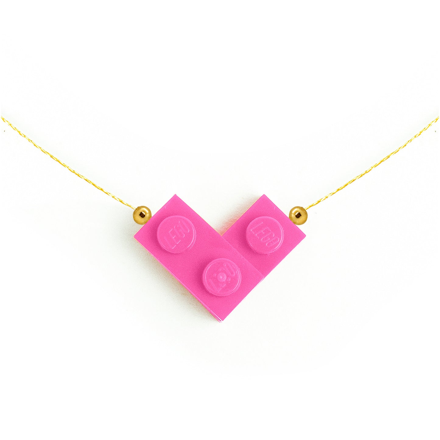 Pink Bricking Heart Choker with 16’ Golden String