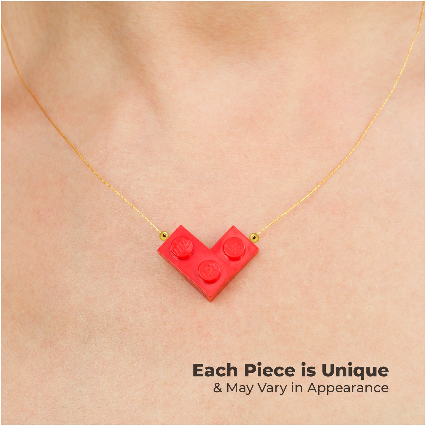 Red Bricking Heart Choker with 16’ Golden String original by Re-Do Bricks