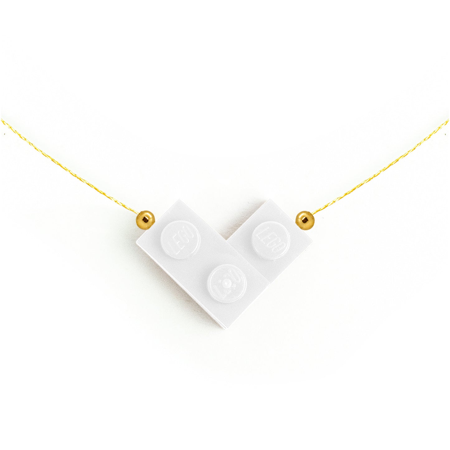 White Bricking Heart Choker with 16’ Golden String