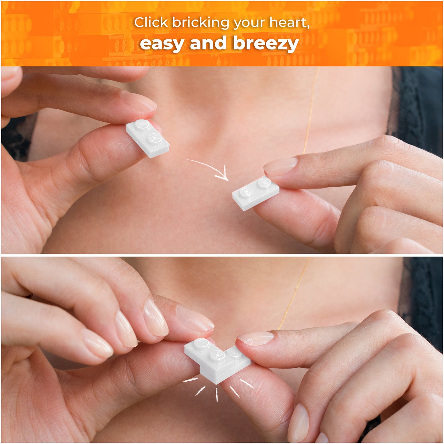 White Bricking Heart Choker with 16’ Golden String