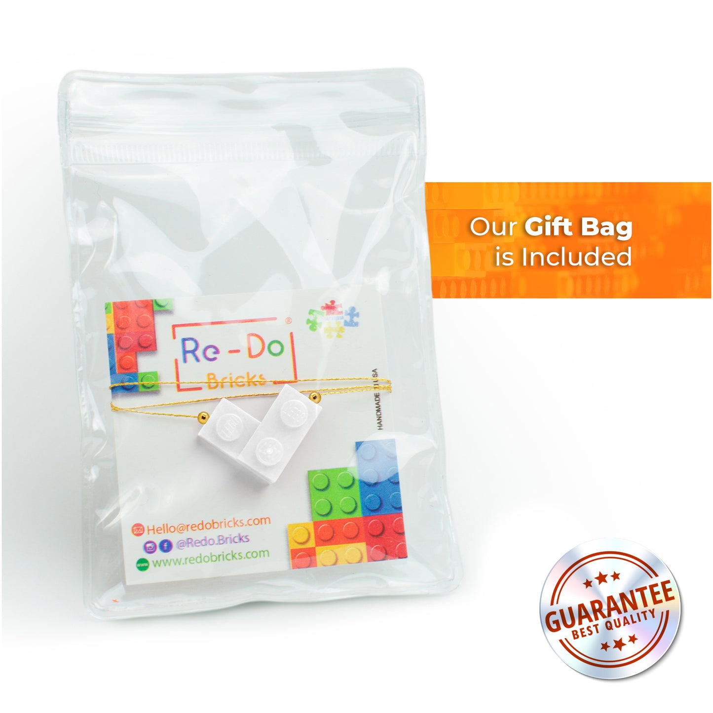 White Bricking Heart Choker with 16’ Golden String