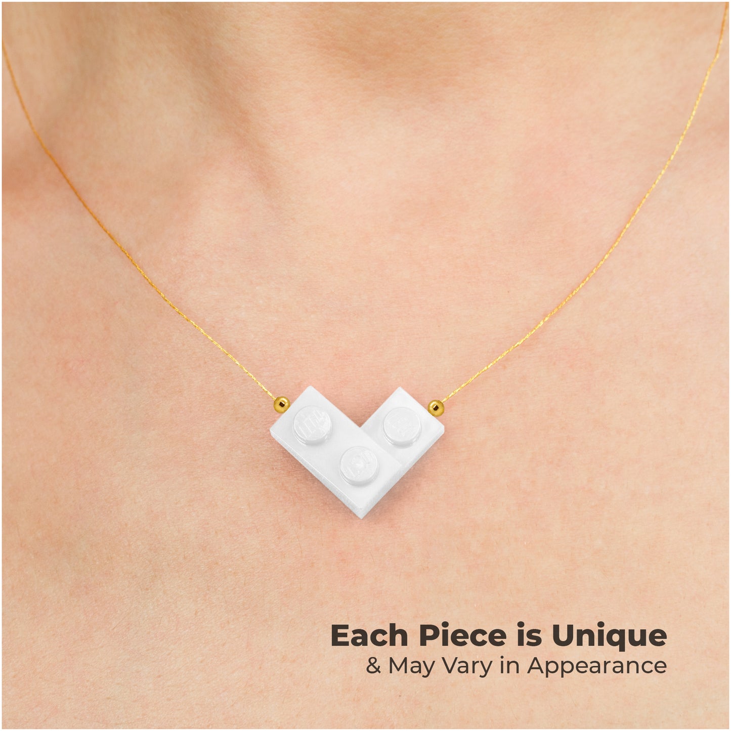 White Bricking Heart Choker with 16’ Golden String