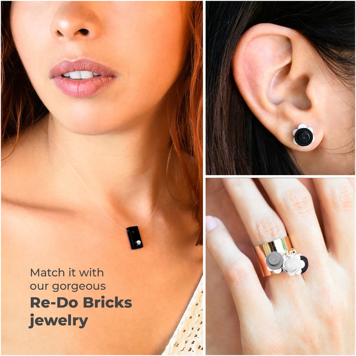 Shiny Black Brick Charm Choker