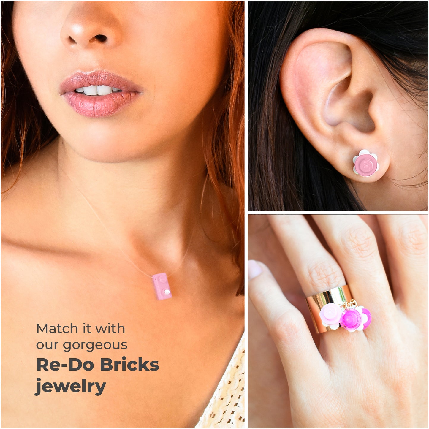 Shiny Light Pink Brick Charm Choker