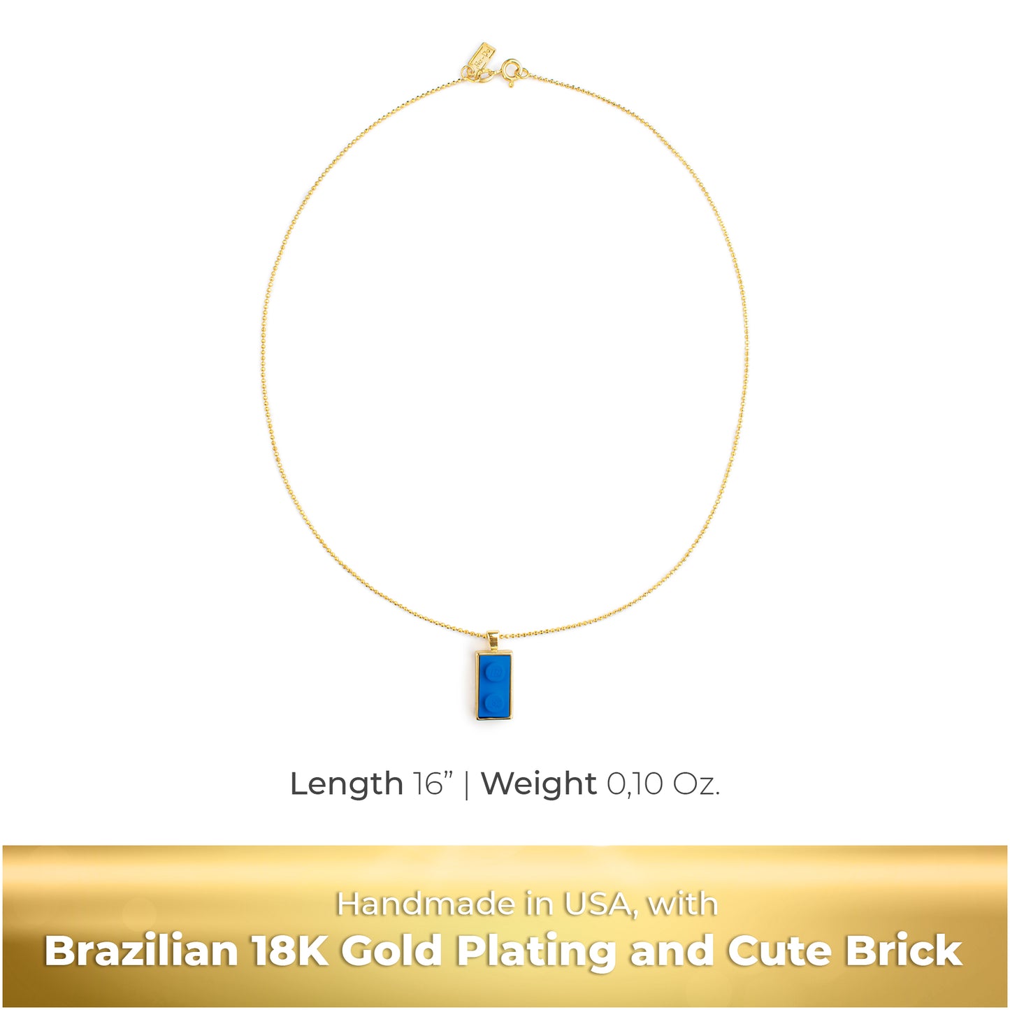 Twin Blue Brick Charm with Gold Plated Chain