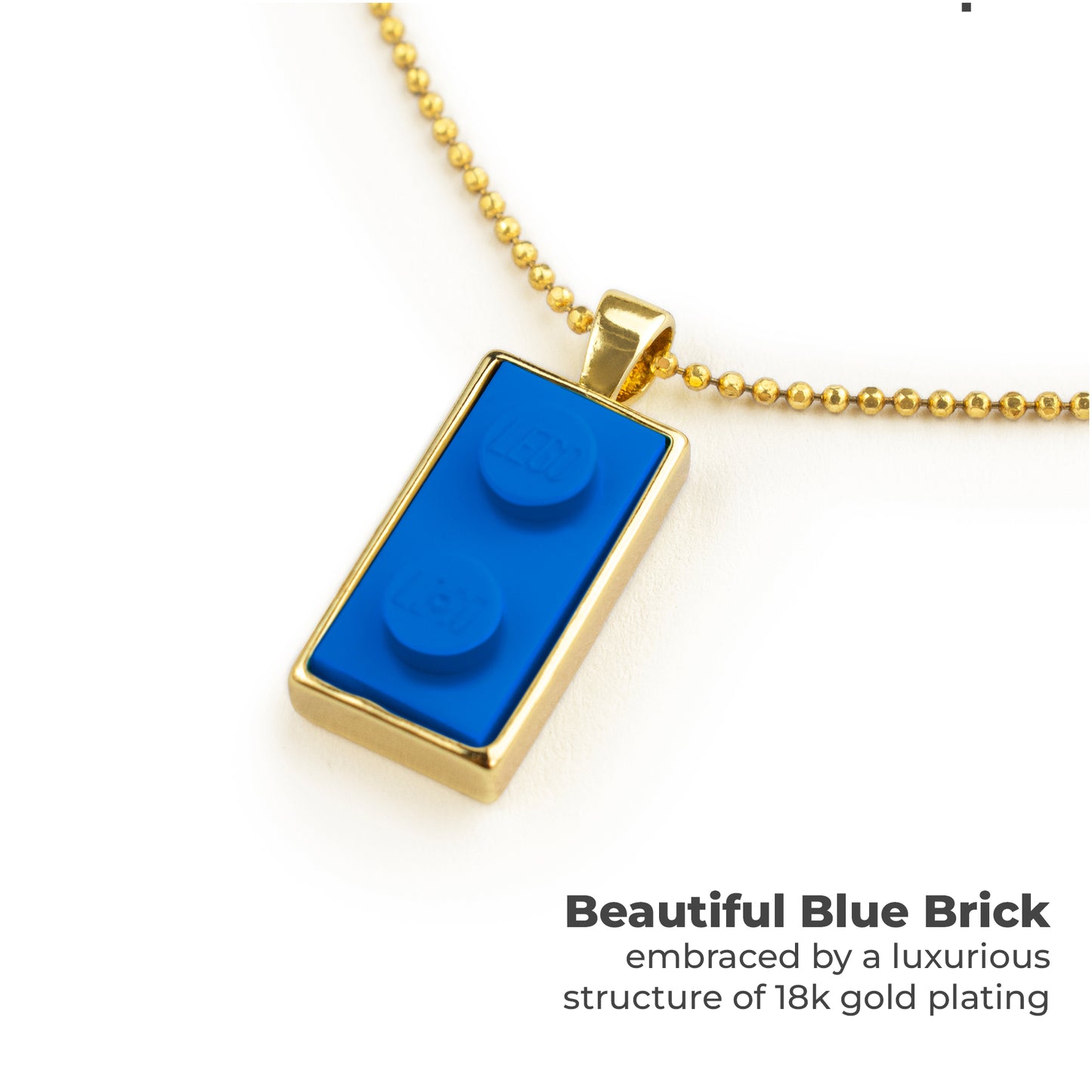 Twin Blue Brick Charm with Gold Plated Chain