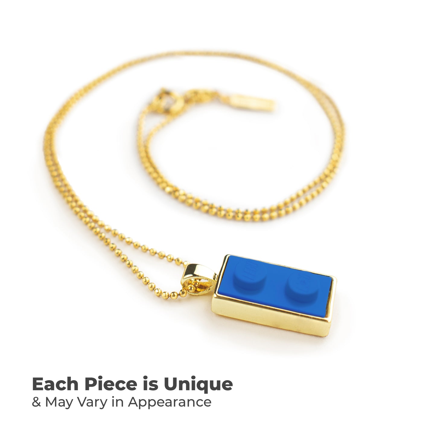 Twin Blue Brick Charm with Gold Plated Chain