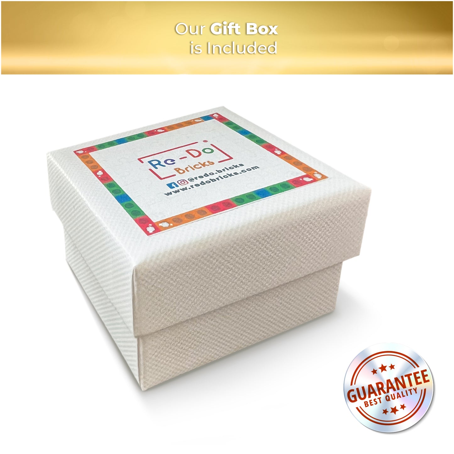 Golden Hug Square Trans-Red Brick Gold-Plated Ring