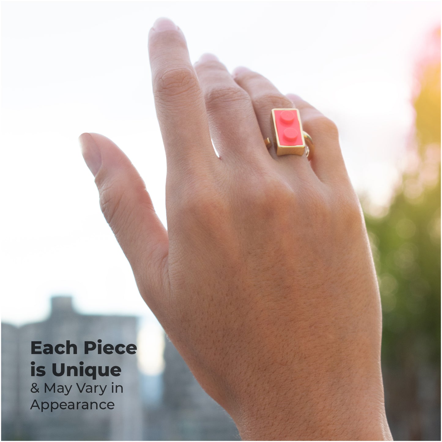 Golden Hug Twin Coral Brick Gold-Plated Ring