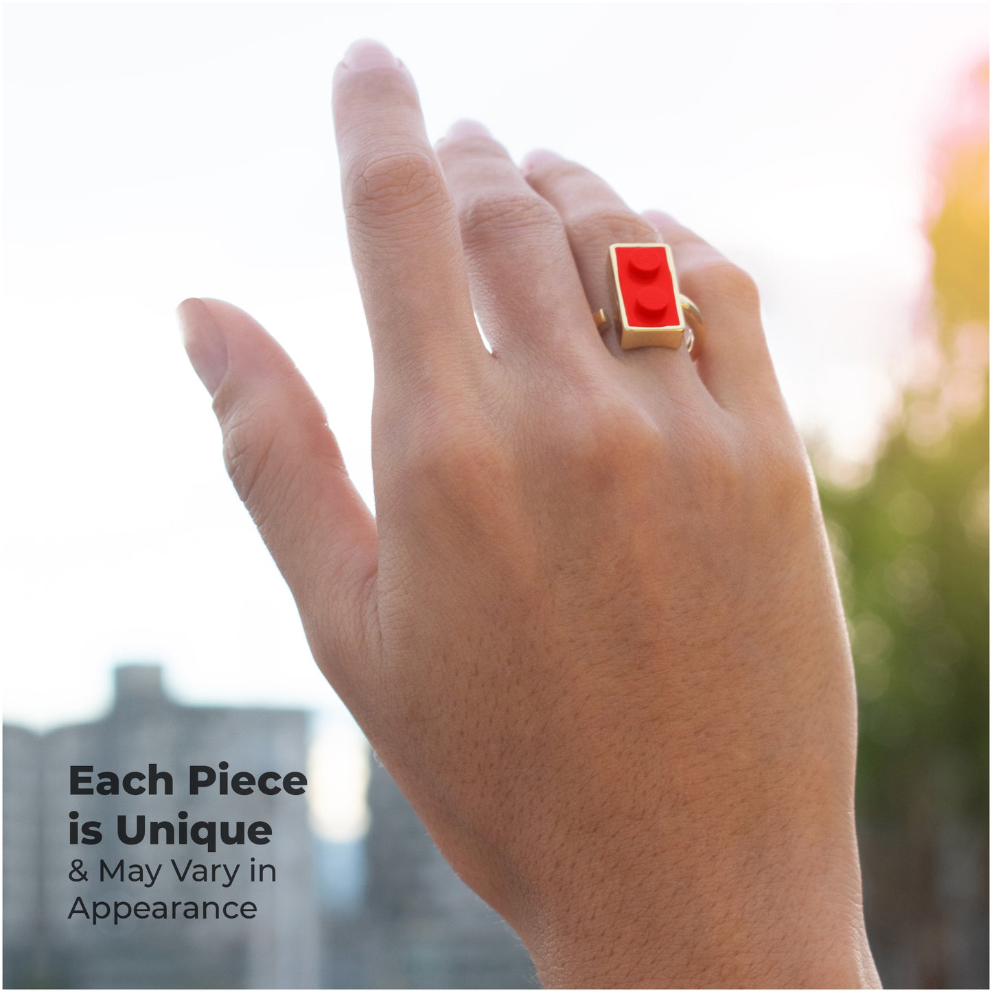 Golden Hug Twin Red Brick Gold-Plated Ring