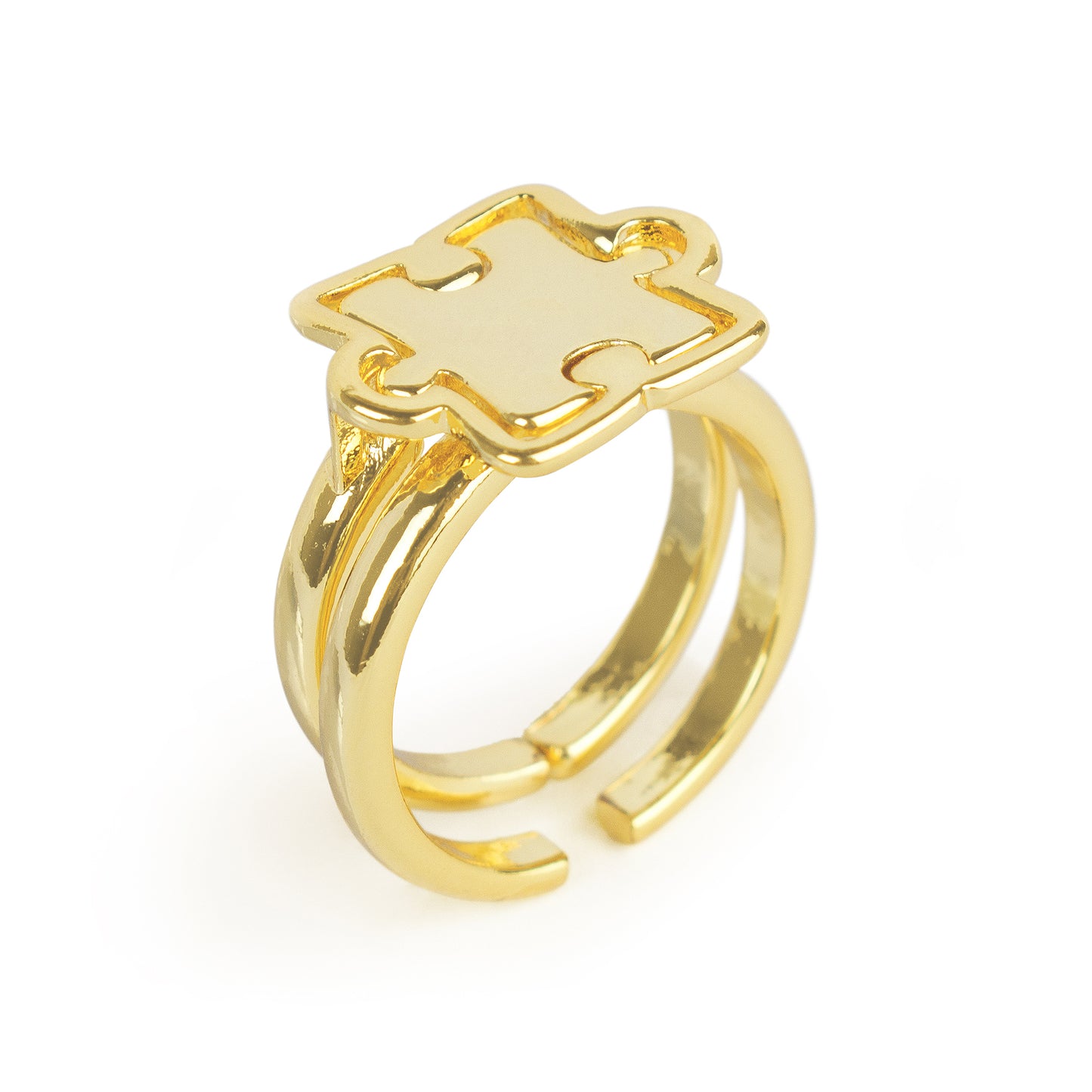 Two Pieces Brazilian Gold Plated Puzzle Ring