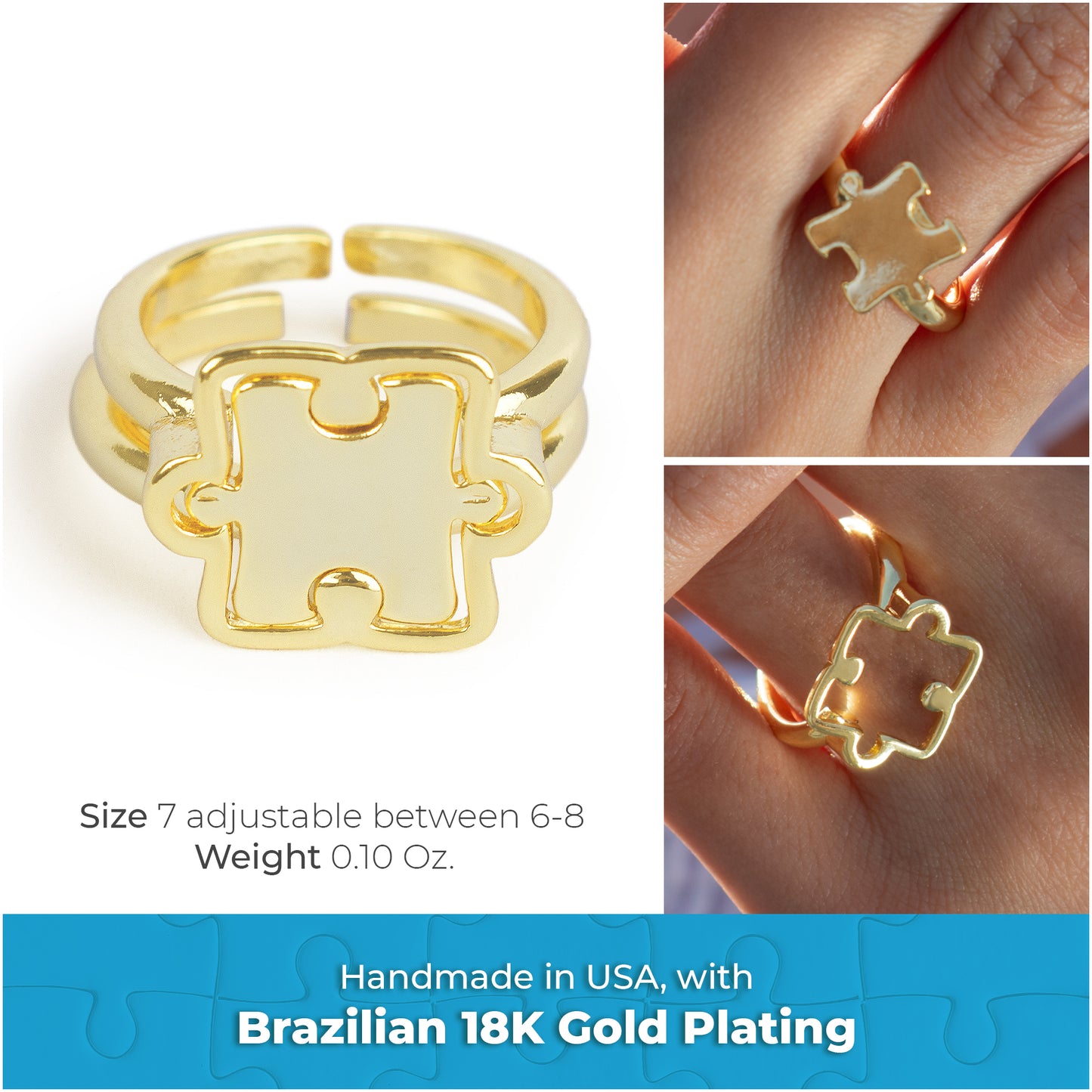 Two Pieces Brazilian Gold Plated Puzzle Ring