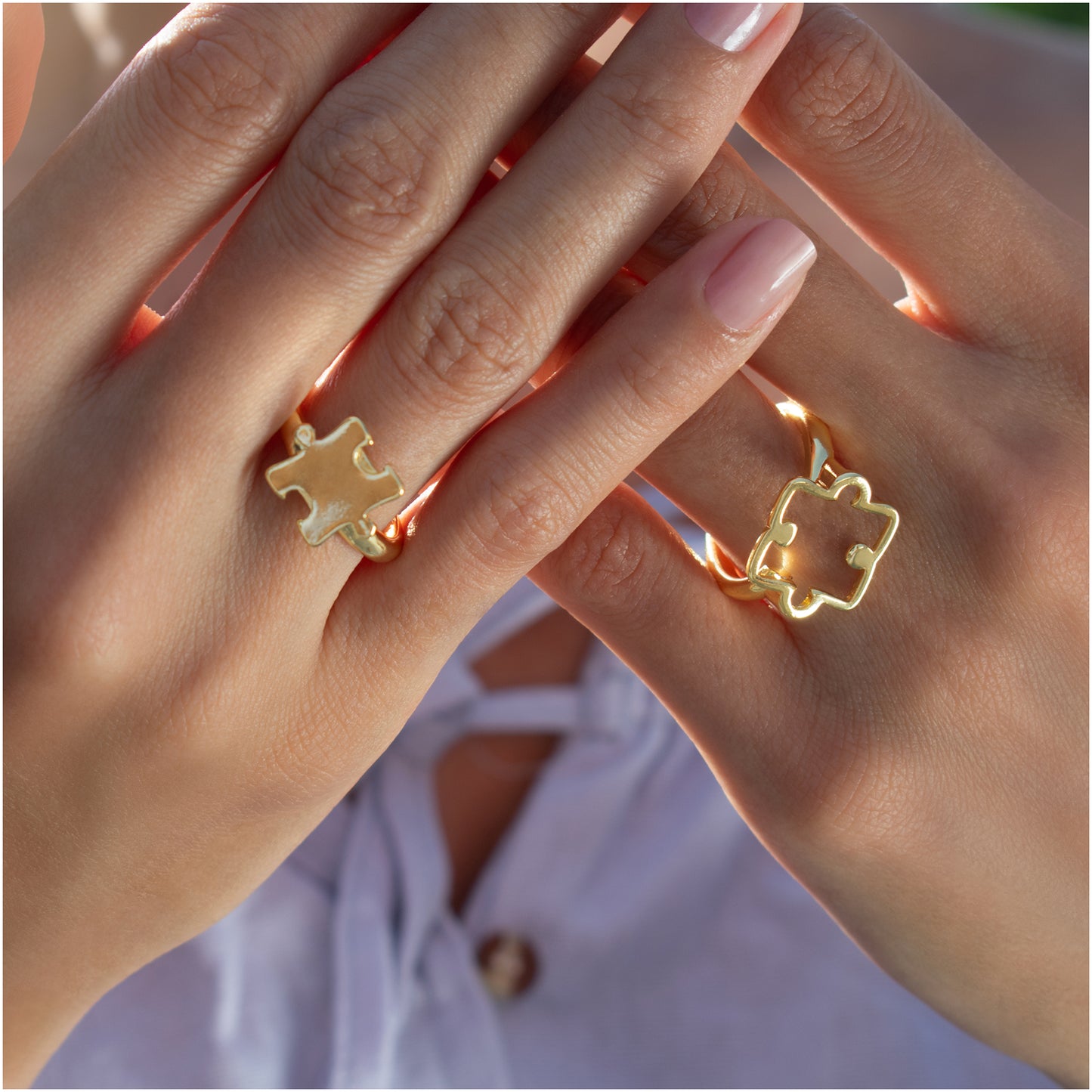 Two Pieces Brazilian Gold Plated Puzzle Ring