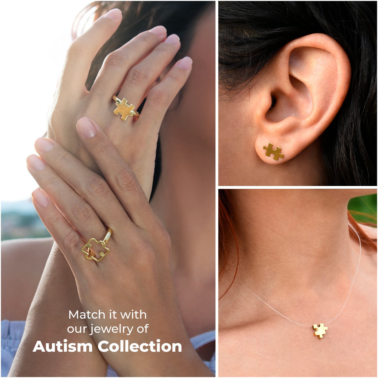 Two Pieces Brazilian Gold Plated Puzzle Ring