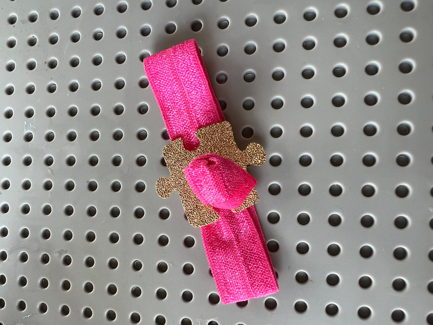 Gold Puzzle Charm with Colorful Elastic Bracelet