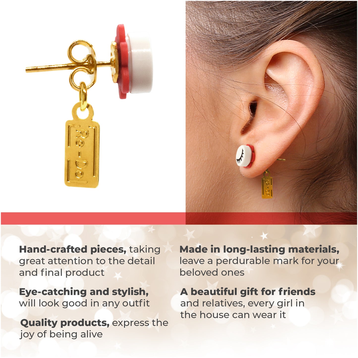 Brick Eyelashes Dreaming Stud Earrings, Coquette style