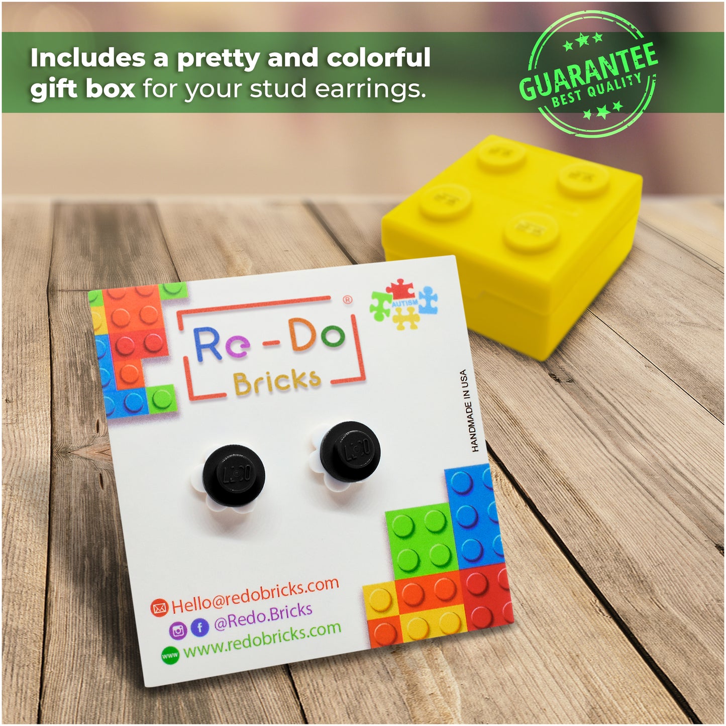 Brick Little Flower Stud Earrings White Base