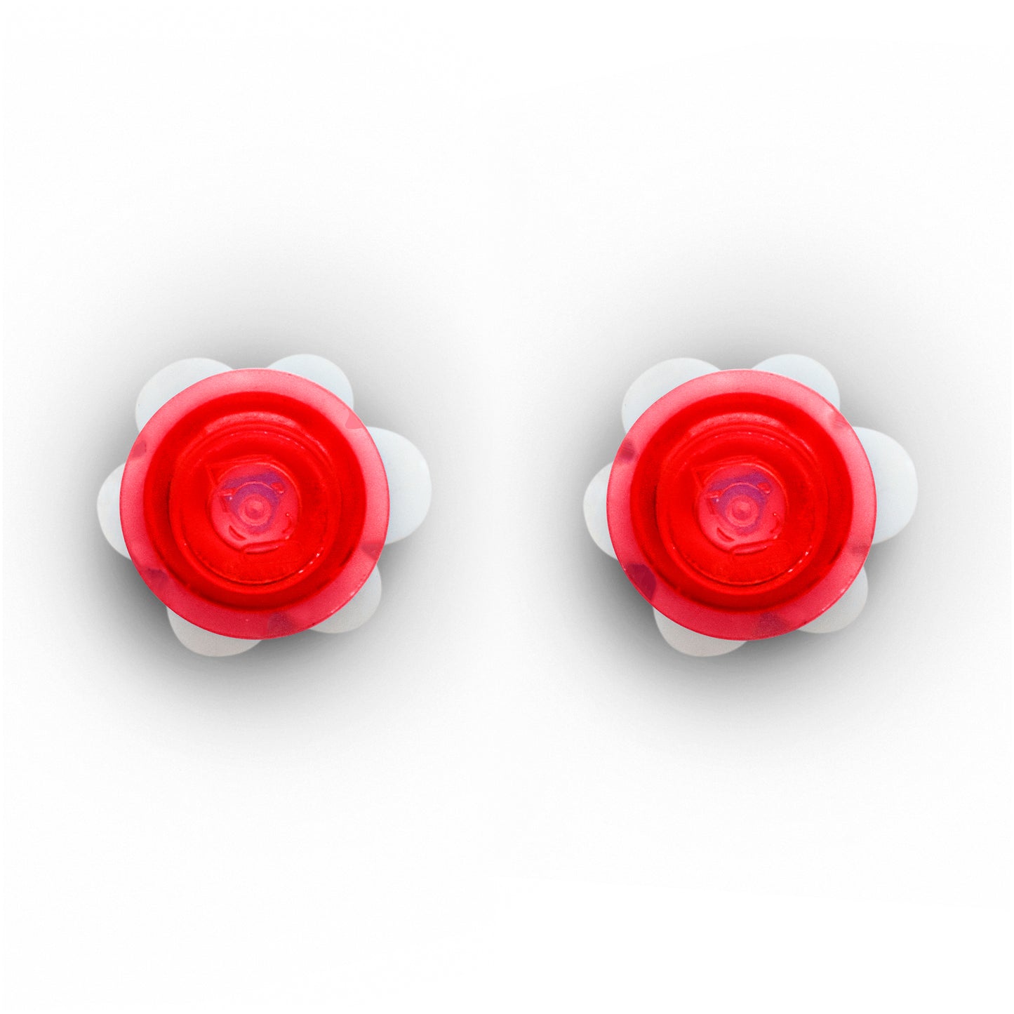 Little Red Flower Brick Stud Earrings White Clear Red