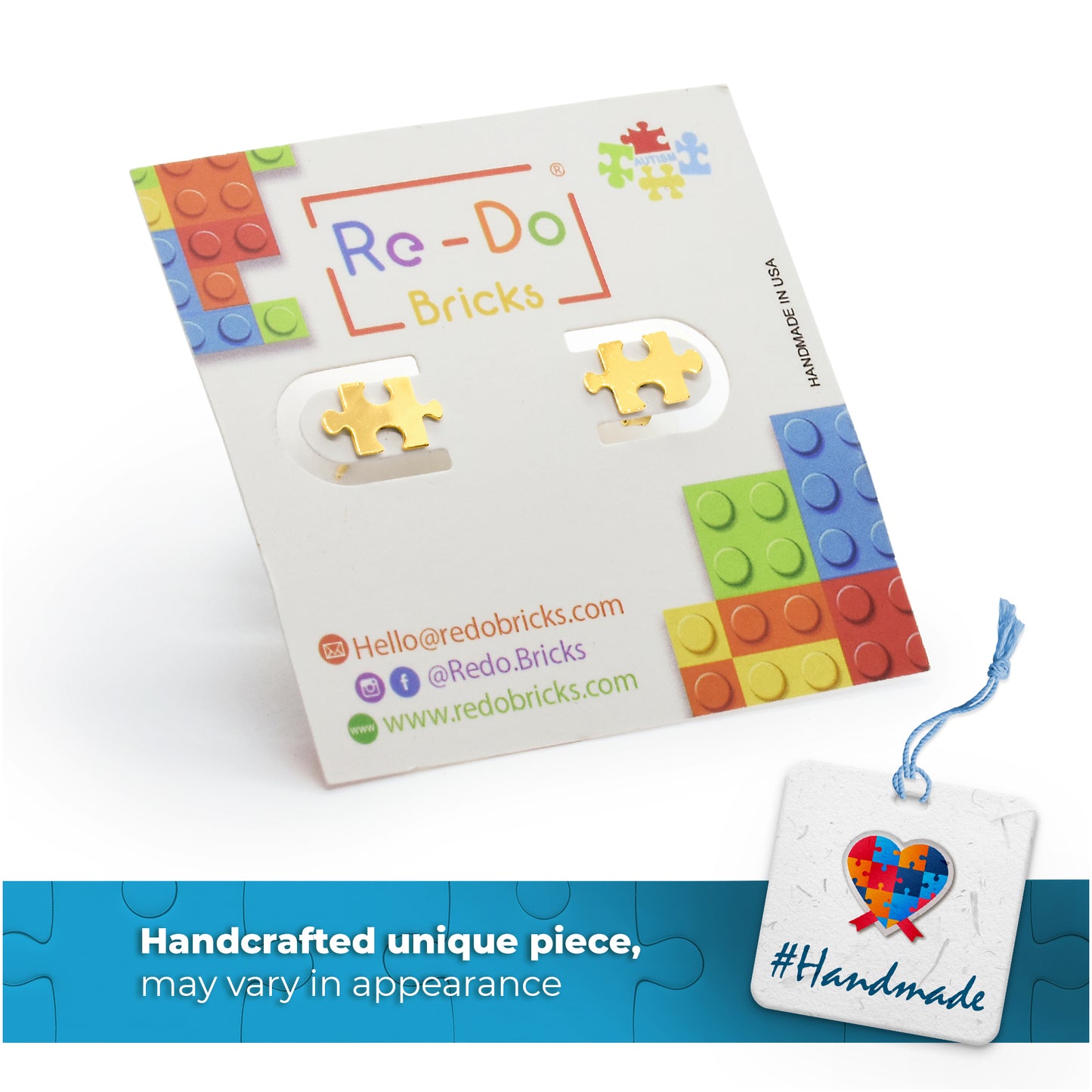 Cute Tiny Puzzle Autism Stud Earrings