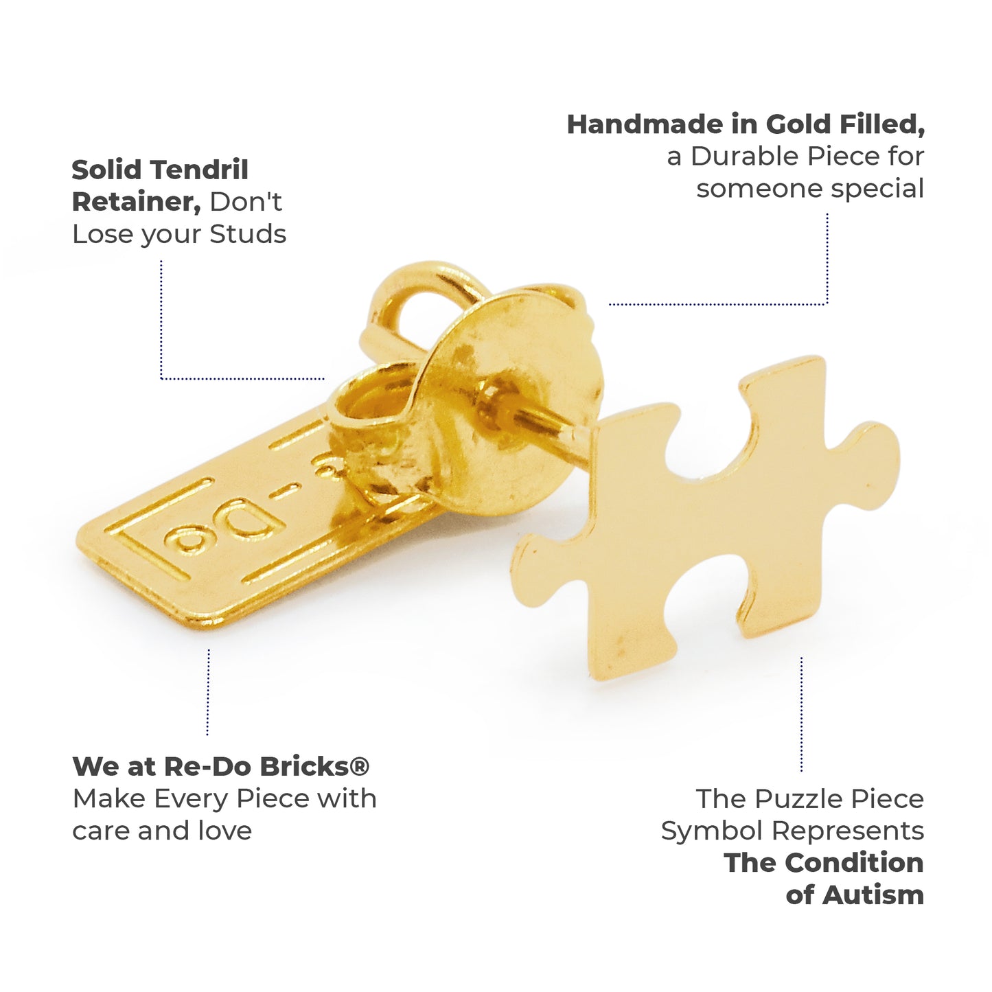 Cute Tiny Puzzle Autism Stud Earrings