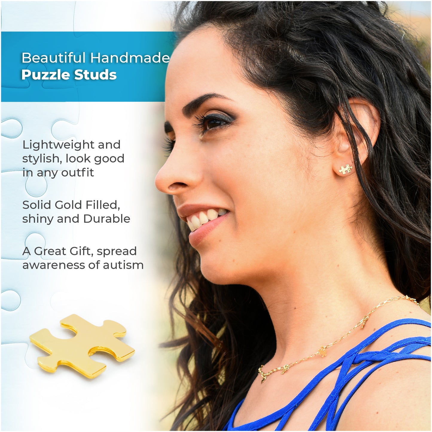 Cute Tiny Puzzle Autism Stud Earrings