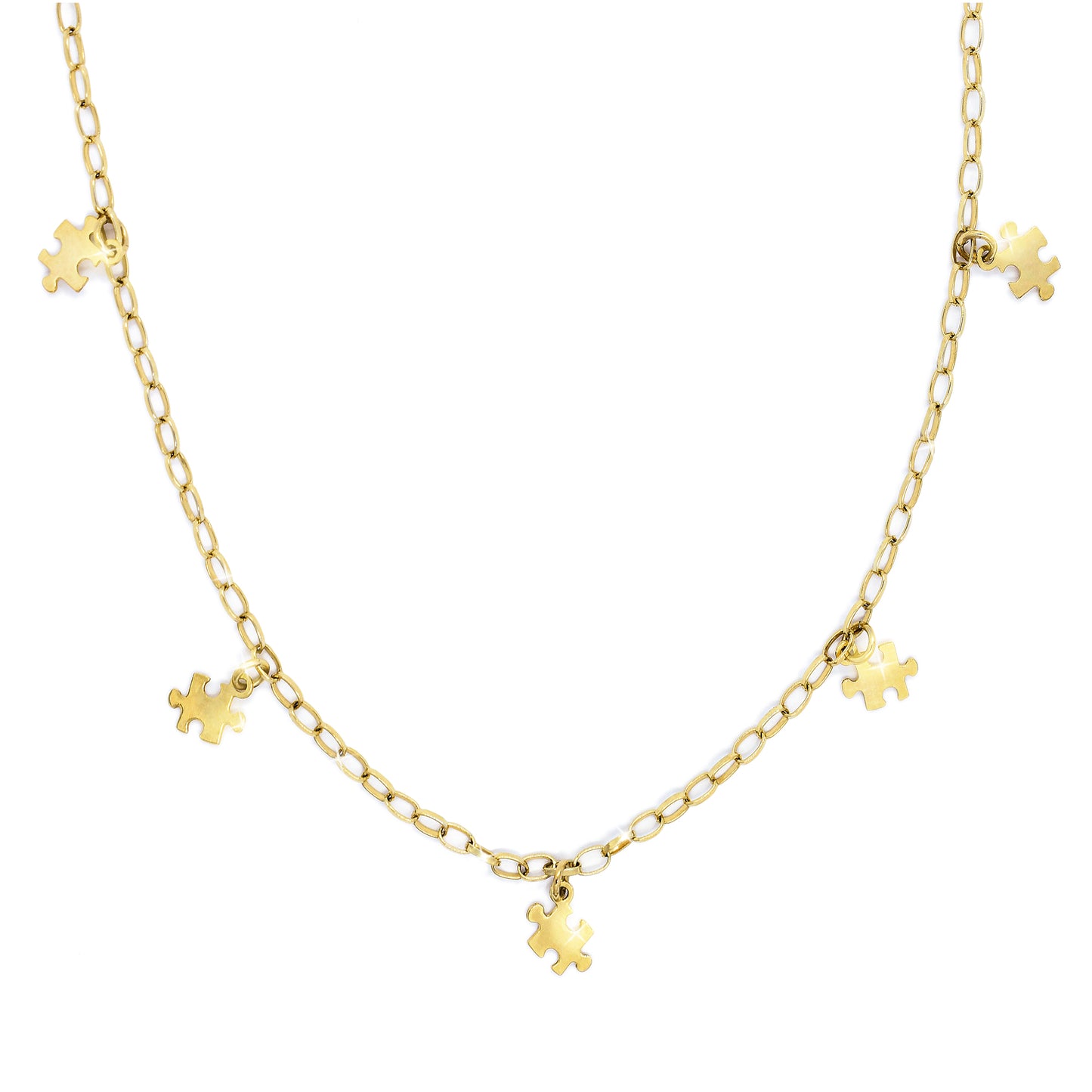 Autism Awareness Gold-Plated Chain with Charm Puzzles