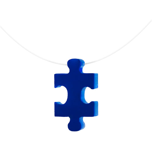Autism Awareness Charm Puzzle in Blue Acrylic Choker