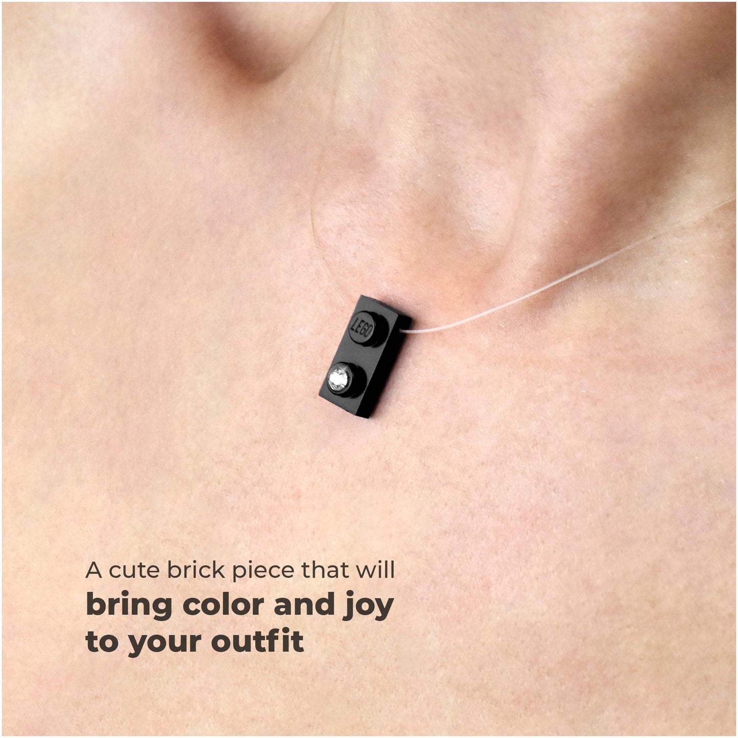 Shiny Black Brick Charm Choker