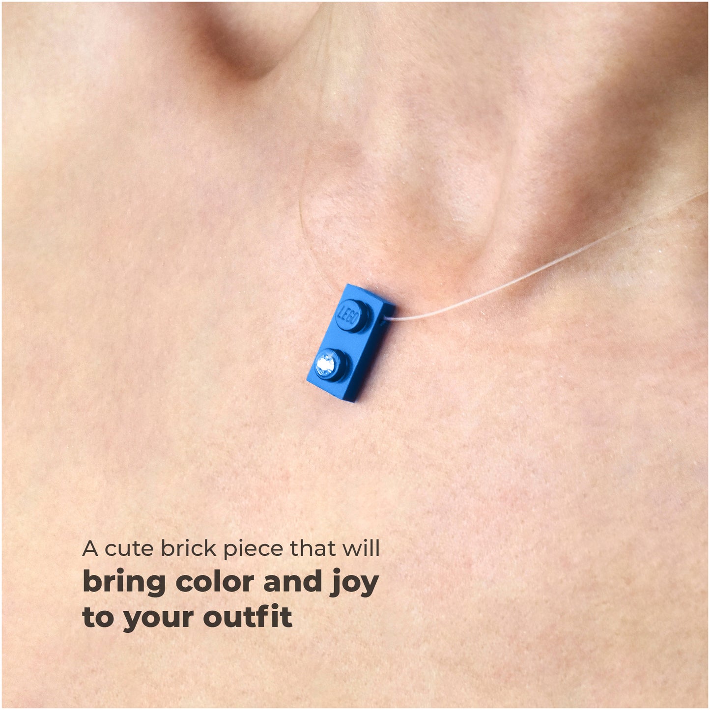 Shiny Blue Brick Charm Choker