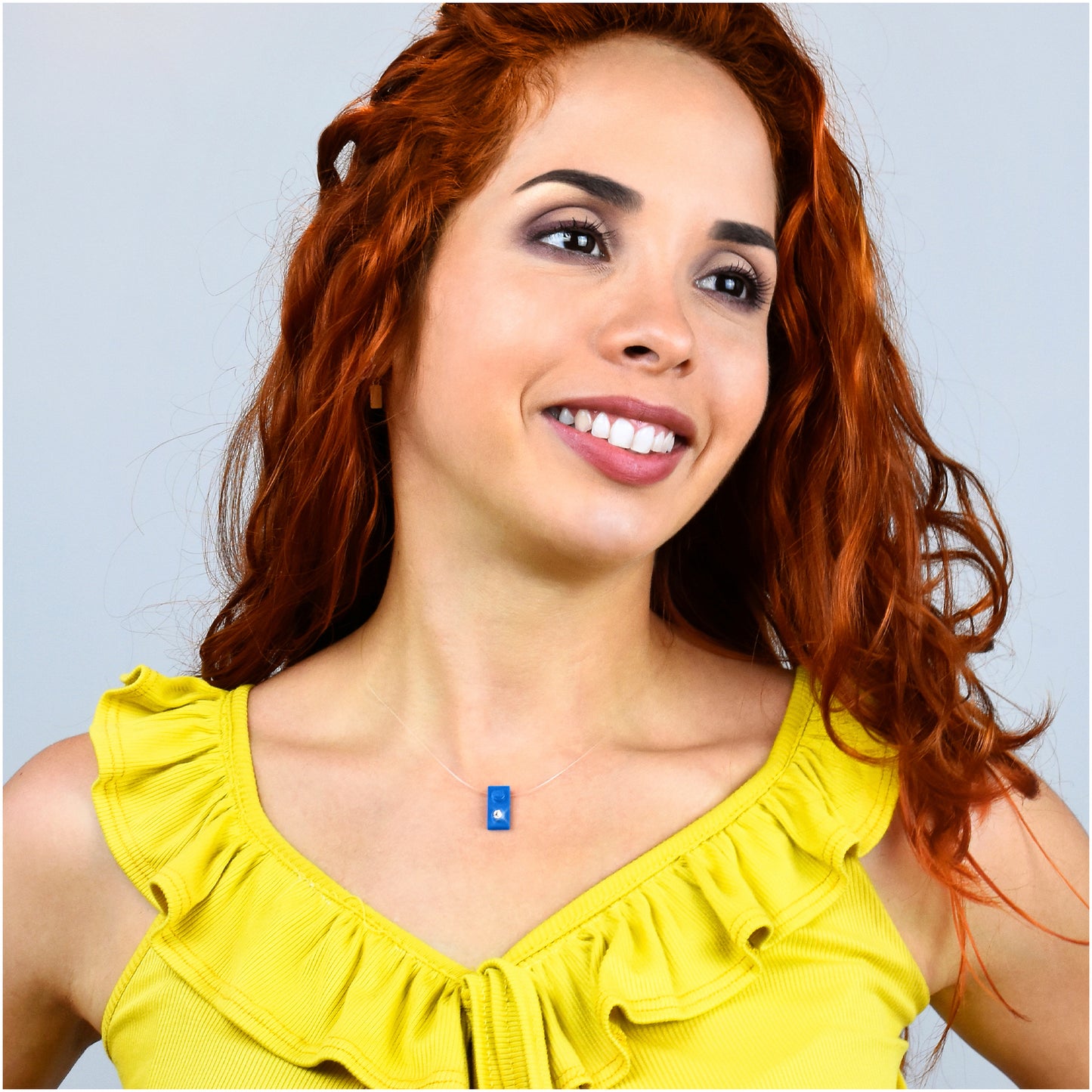 Shiny Blue Brick Charm Choker