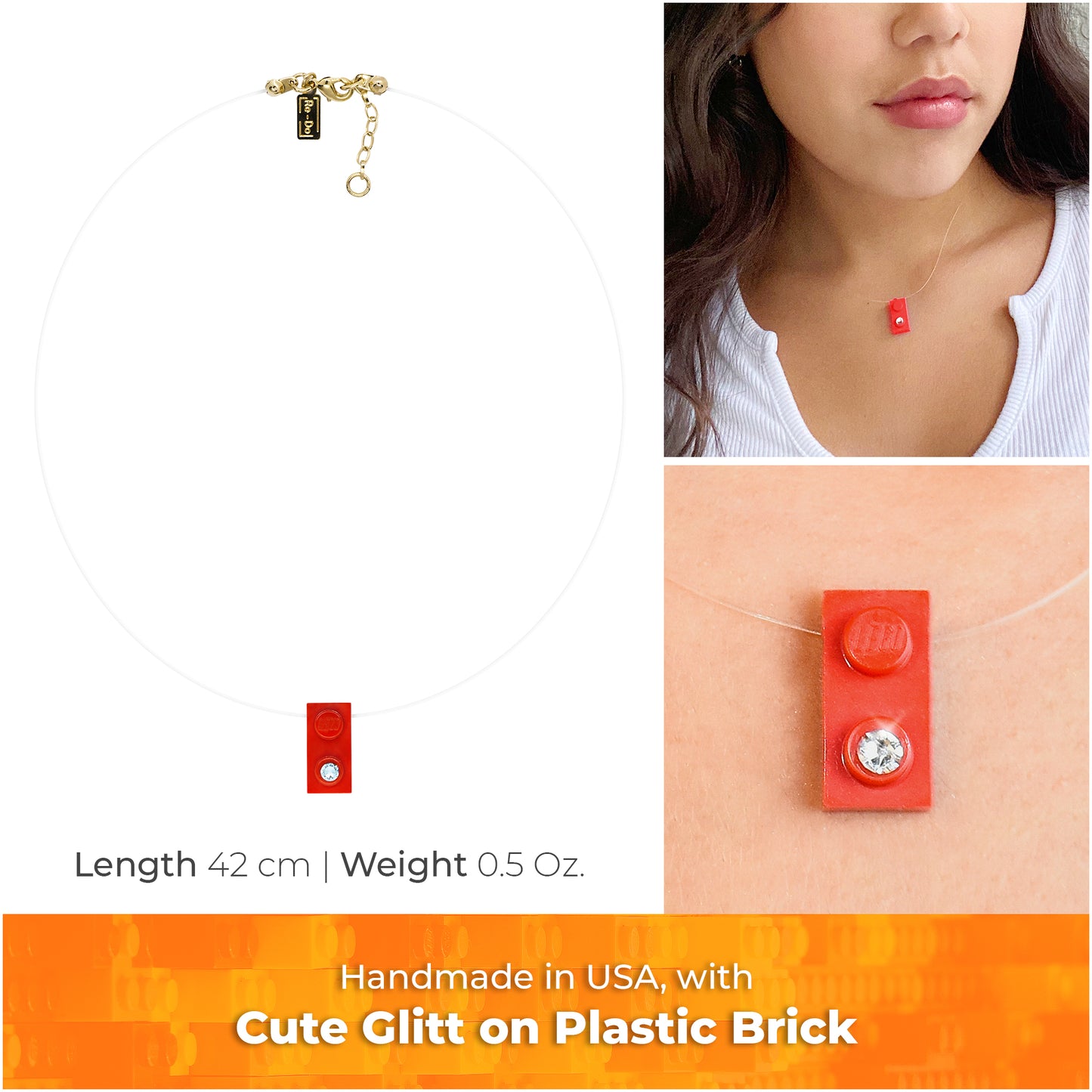 Shiny Red Brick Charm Choker