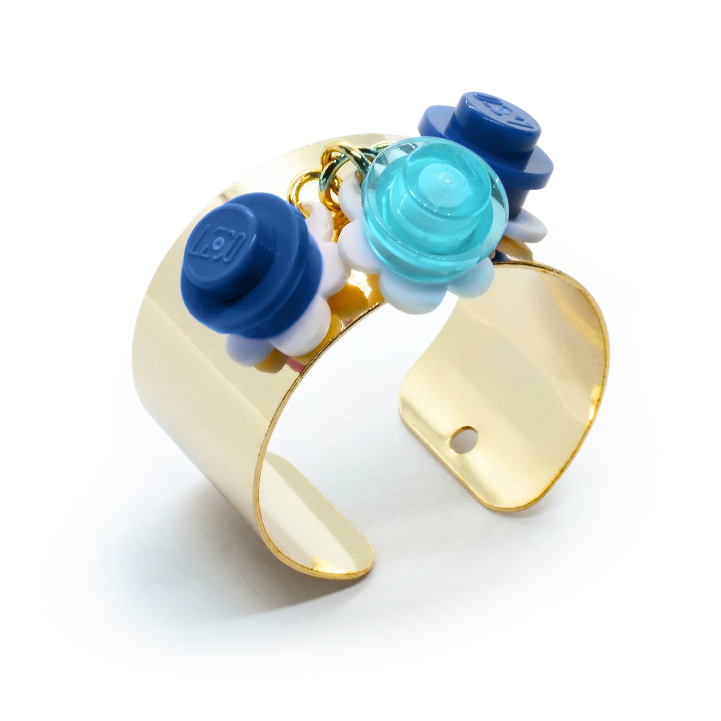 Trio Little Flowers Ring Original Handmade by Re-Do Bricks (Blue)