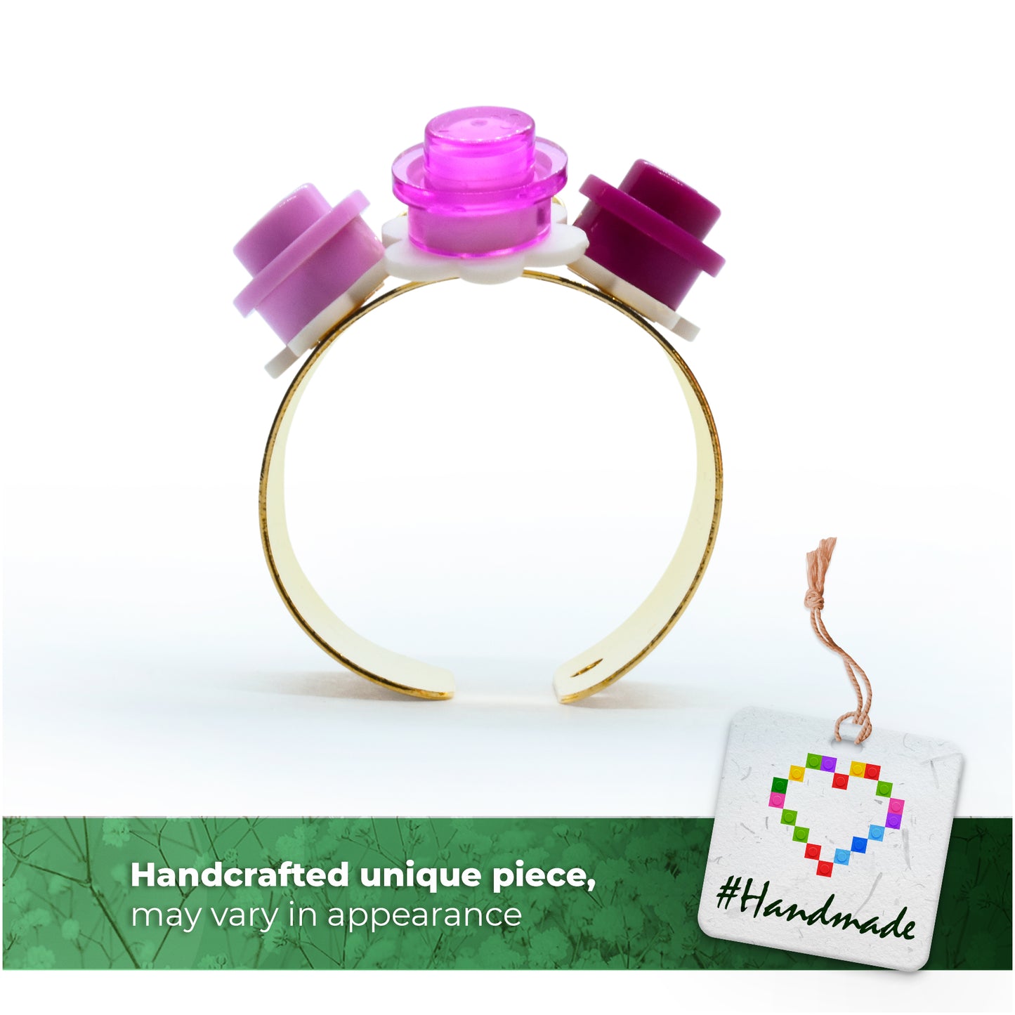 Trio Little Flowers Ring Handmade by Re-Do Bricks (Pink)