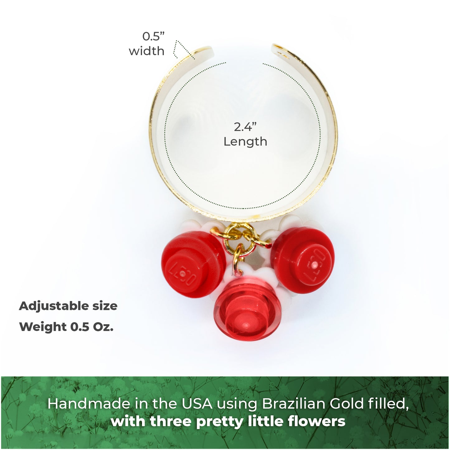 Trio Little Flowers Ring Handmade by Re-Do Bricks (Red)