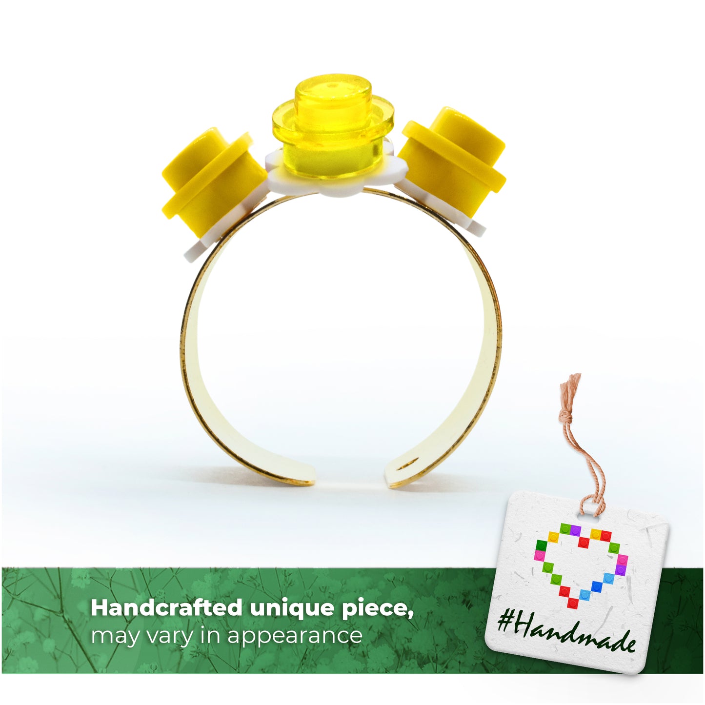 Trio Little Flowers Ring (Yellow) Handmade by Re-Do Bricks ®