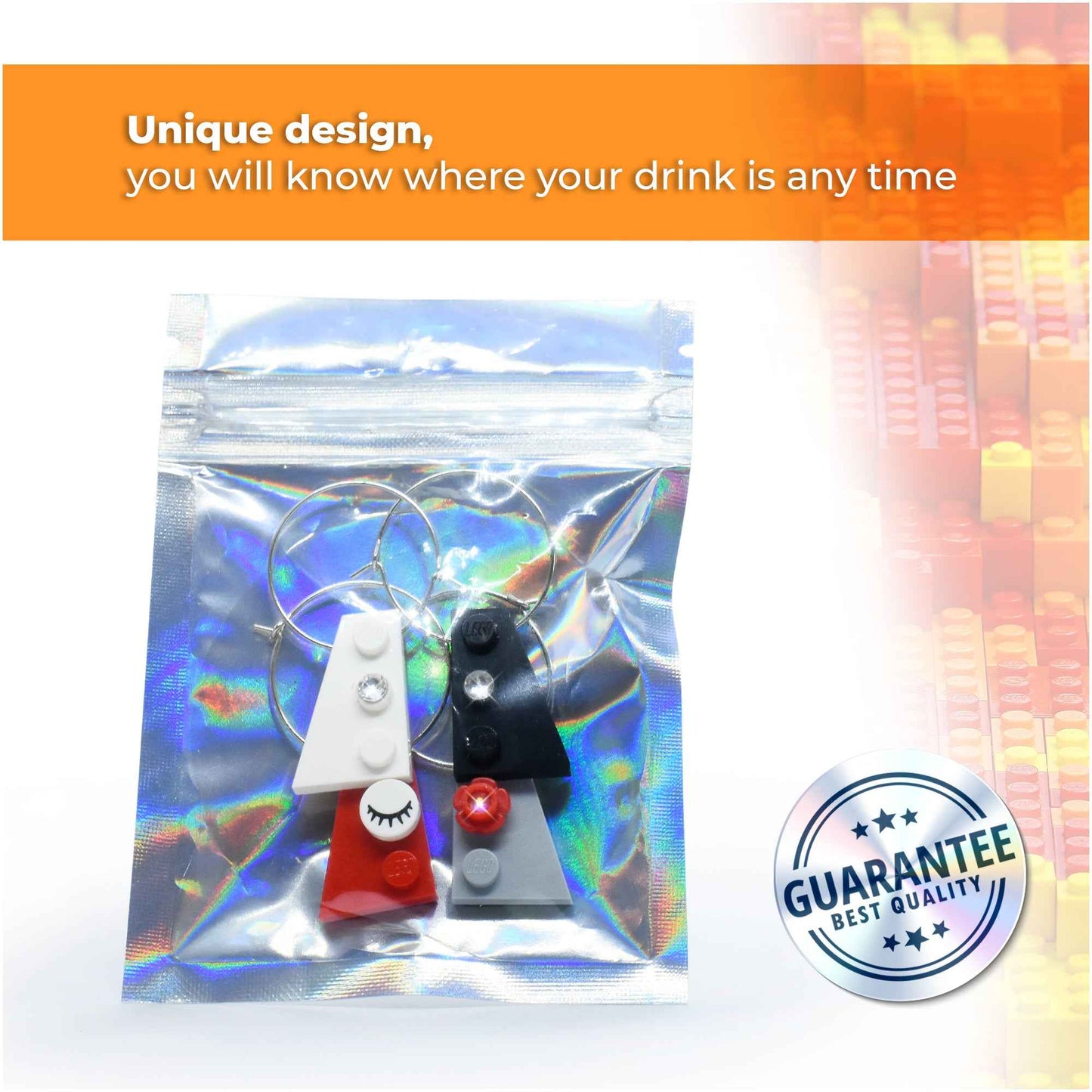 Glass Markers Brick Charms Set of 4