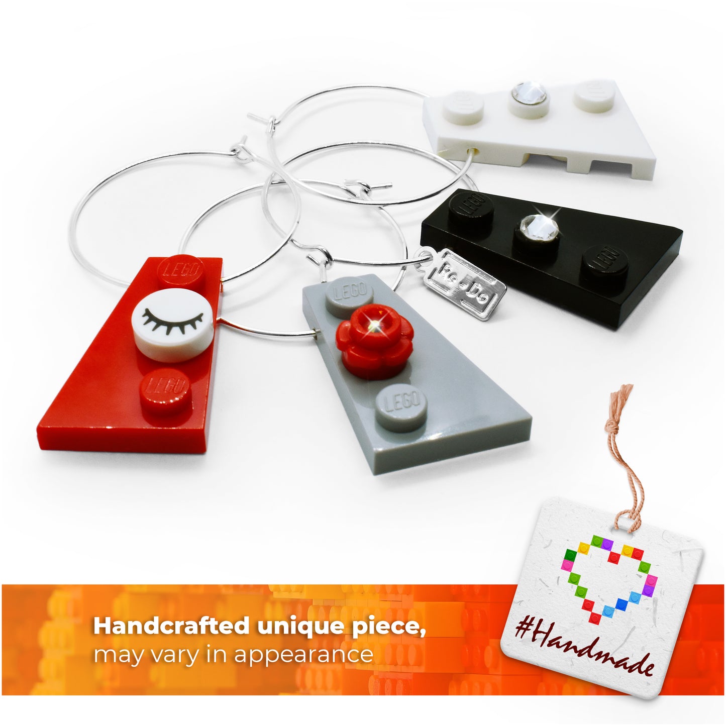Glass Markers Brick Charms Set of 4