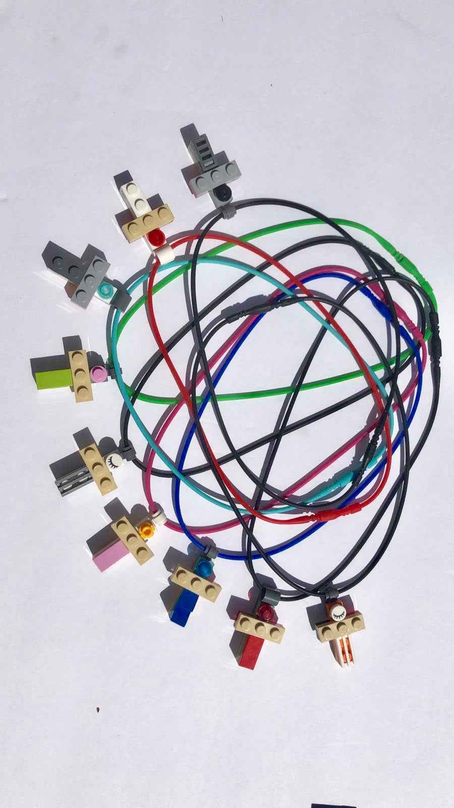 Cross Lego Bricks And Color Necklace