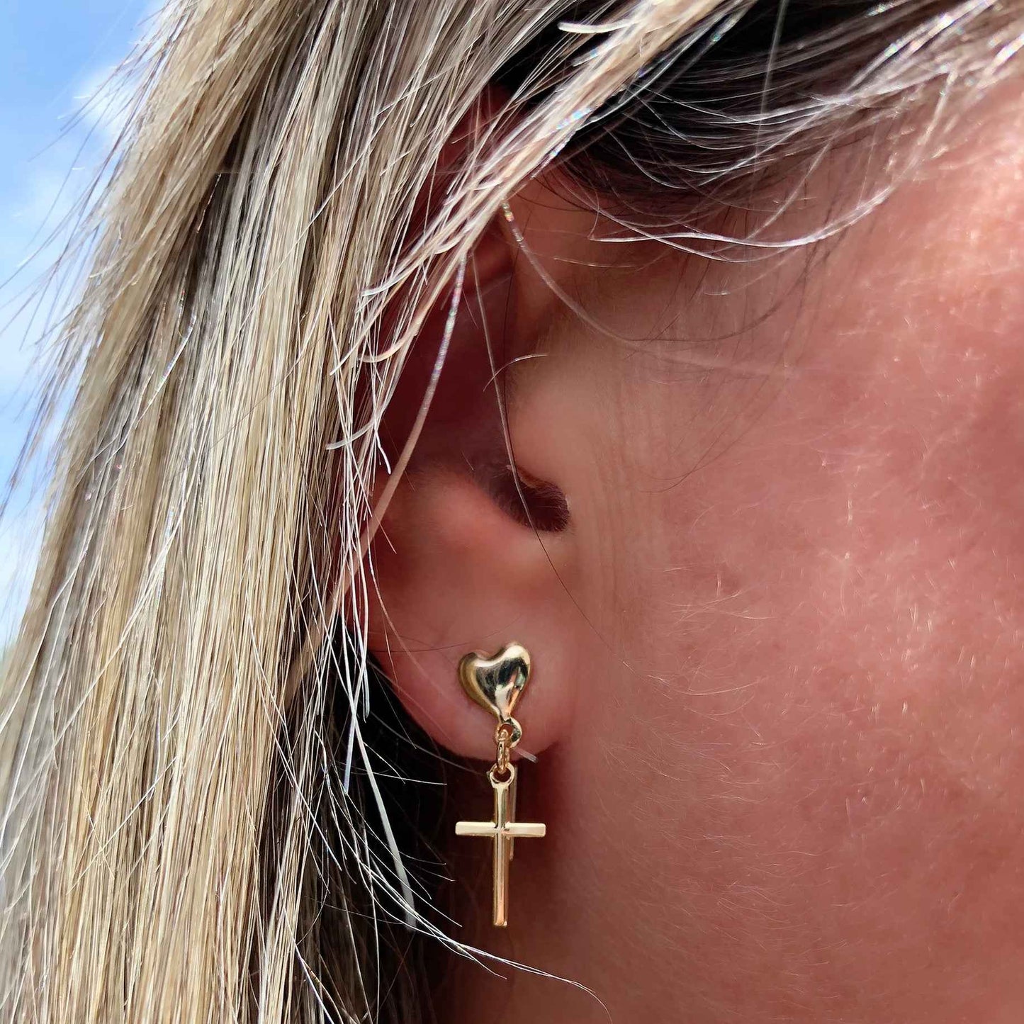 Loving Cross Drop Earrings