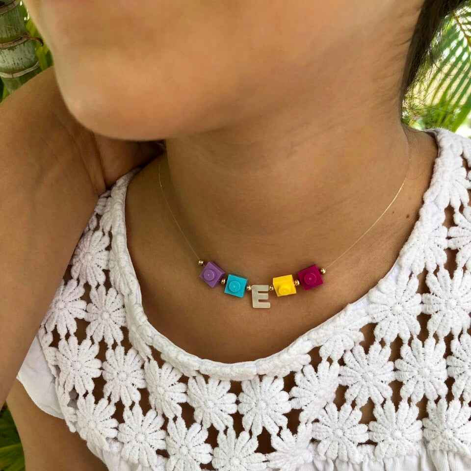 Nacar Letter with Coloring Bricks Nylon Choker