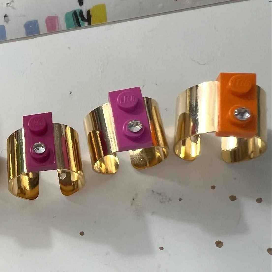 Fabulous Shiny Brick Gold Plated Ring, Sizeble