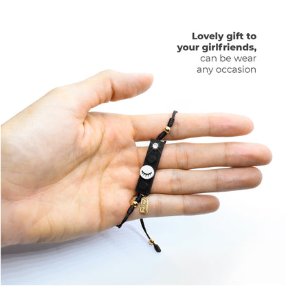 String Eyelashes Dot Red Brick Bracelet