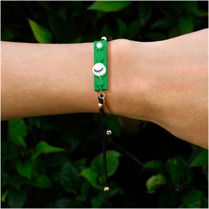 String Eyelashes Dot Red Brick Bracelet