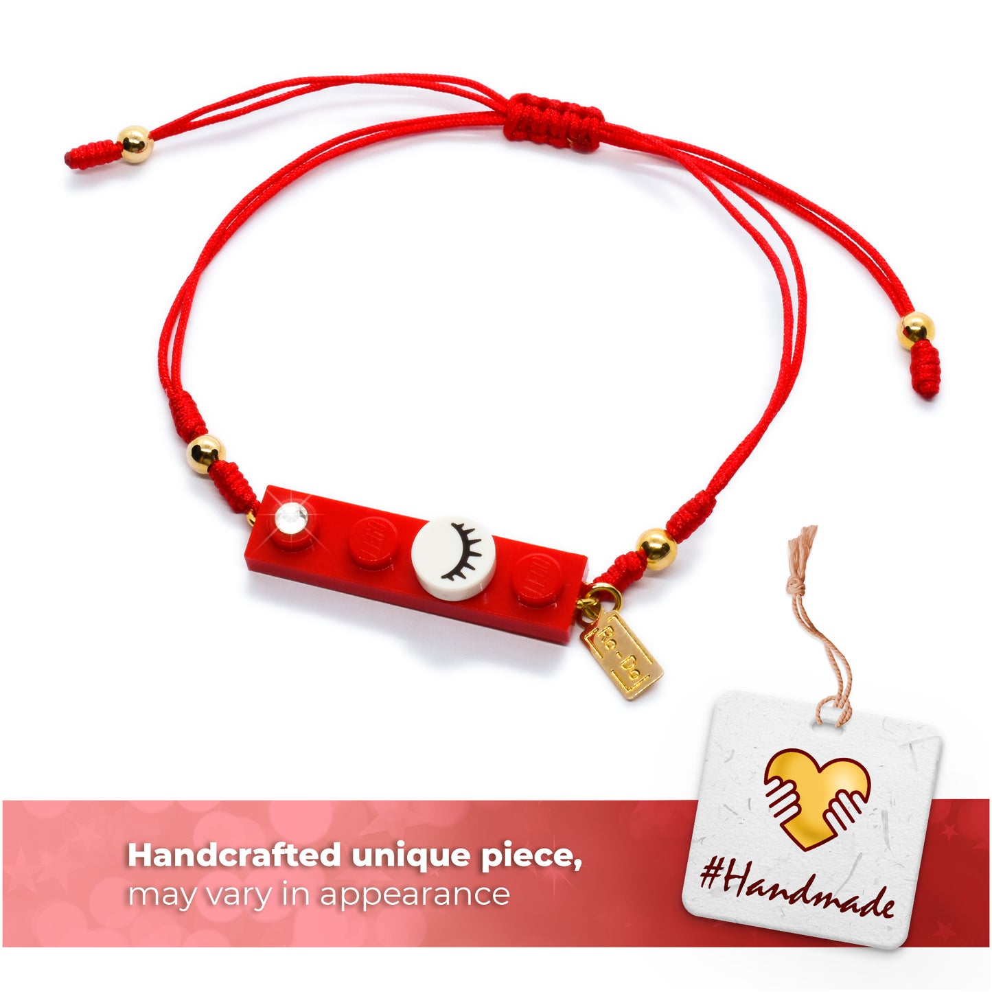 Red String Eyelashes Dot Brick Bracelet.