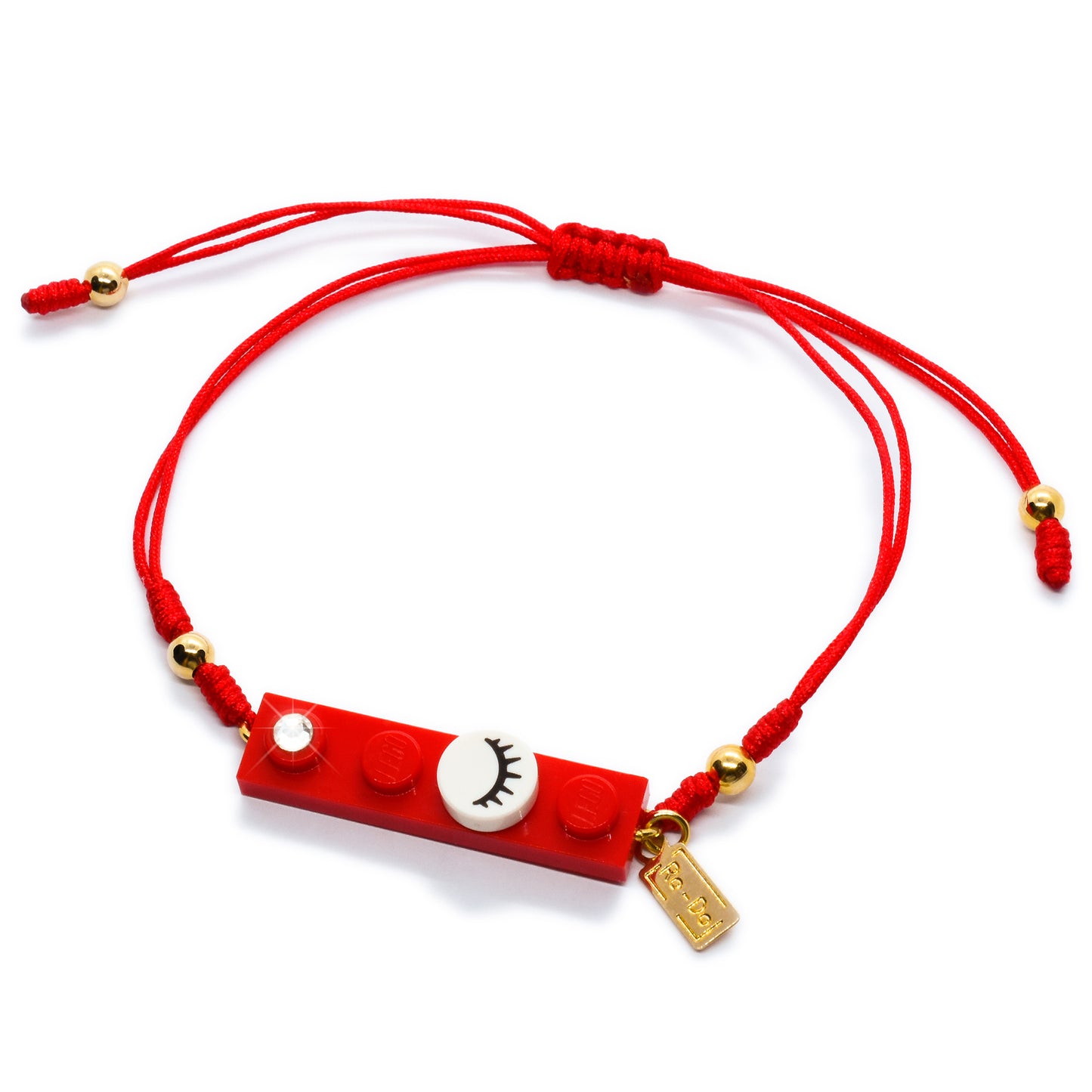 String Eyelashes Dot Red Brick Bracelet