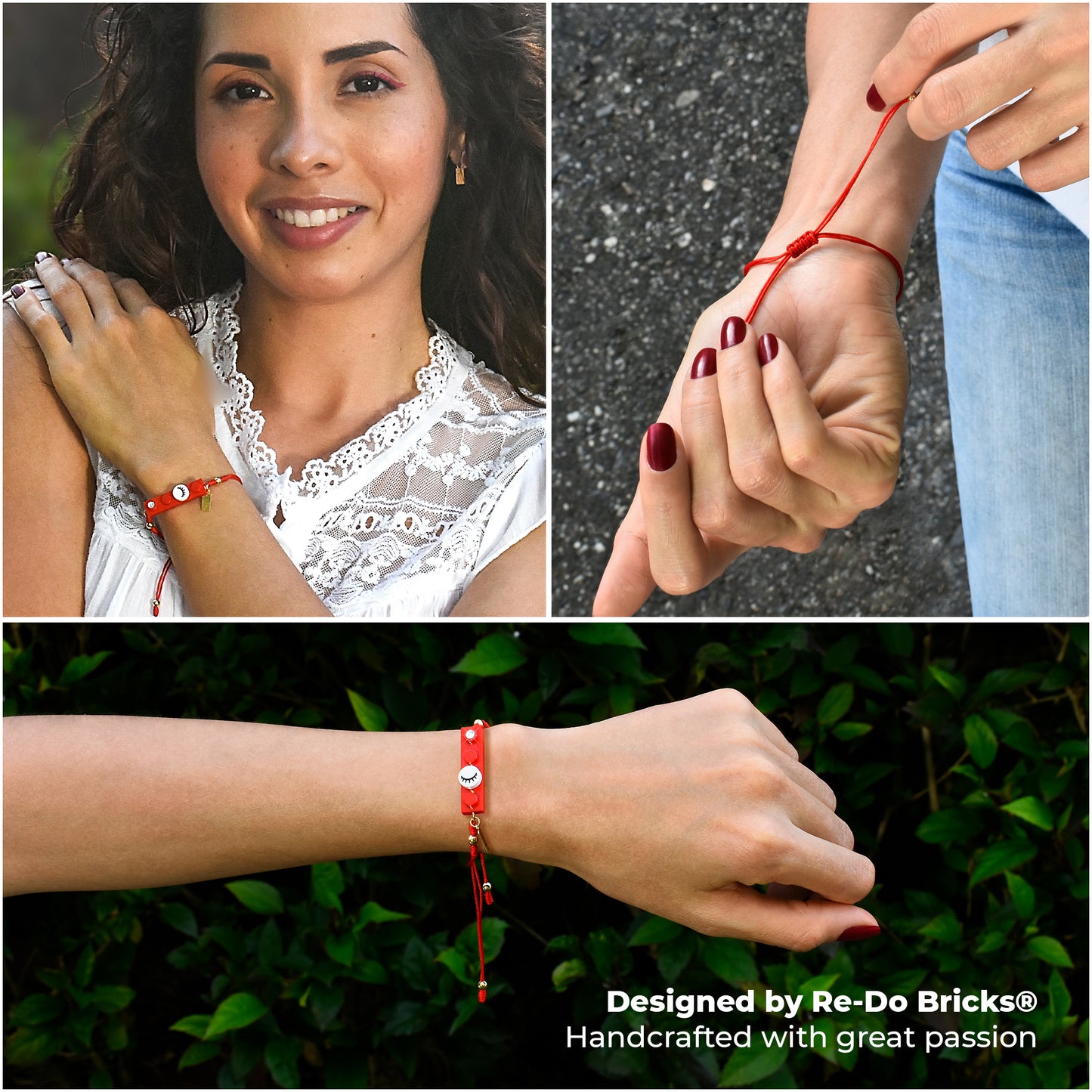 Red String Eyelashes Dot Red Brick Bracelet